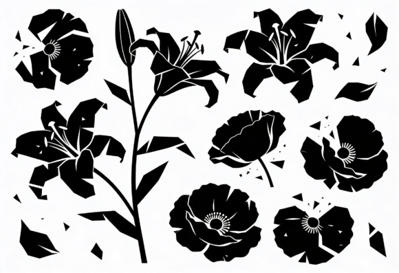 Black Floral Lily Poppy Stencil SVG Review