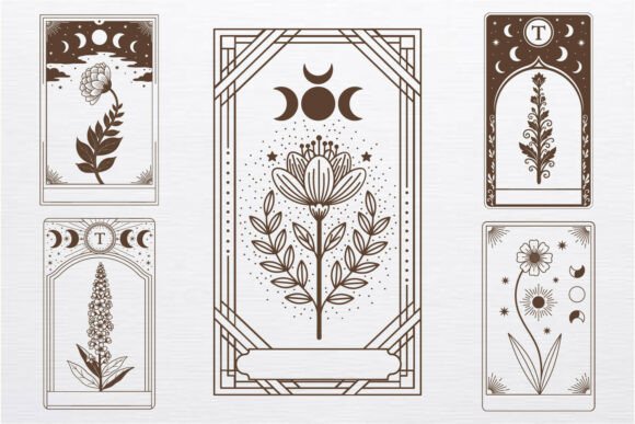 Celestial Floral Moon Tarot Card SVG Set Review