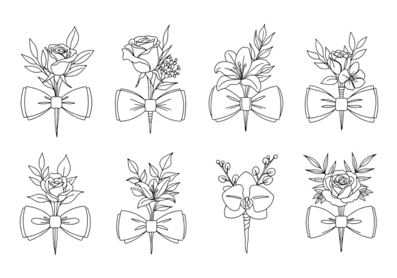 Floral Boutonniere Line Art SVG Clipart Review