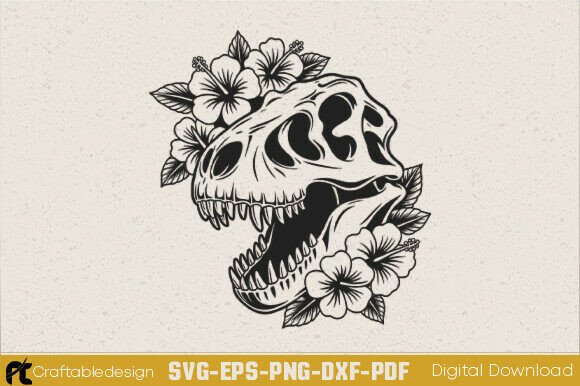 Floral Dinosaur Skull Head SVG Review