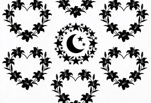 Floral Heart and Moon Star SVG Clipart Review