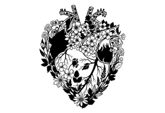 Floral Heart Black and White SVG Cut Review