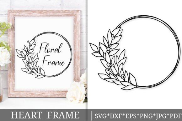 Floral Laurel Heart Frame SVG Design Review