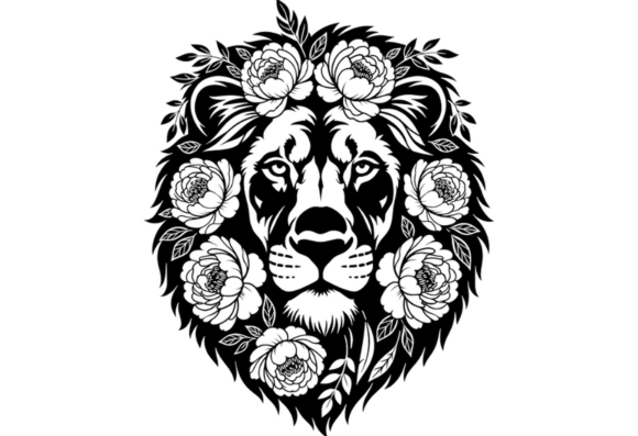 Floral Lion Head Tattoo Design SVG Review