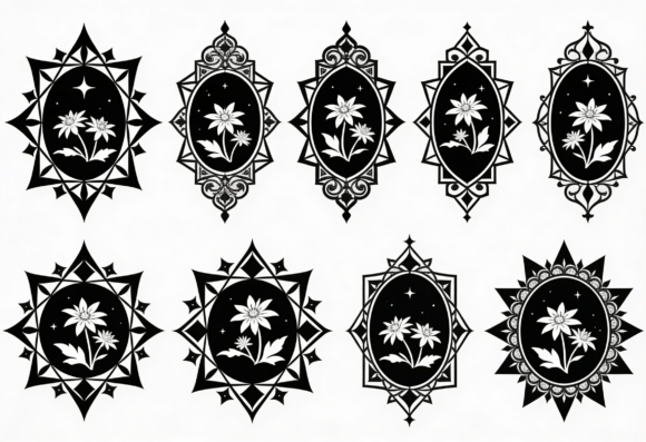Floral Medallion Black and White SVG Review