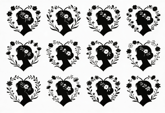 Floral Silhouette Heart Woman SVG Bundle Review