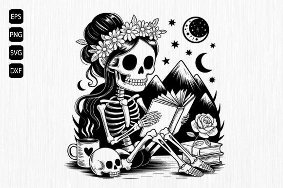 Floral Skeleton Reading Book SVG Review
