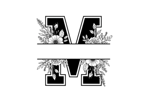 Floral Split Monogram Letter M SVG Review