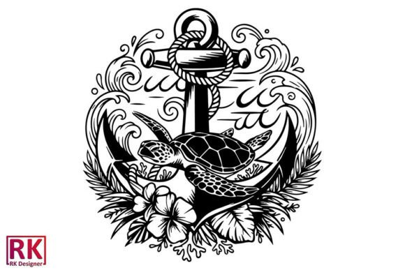 Floral Turtle with Anchor SVG Design Review