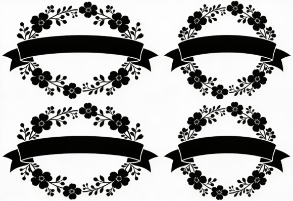 Floral Wreath with Banner SVG Clipart Review