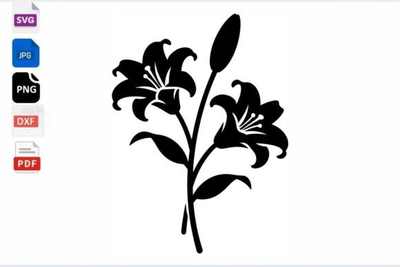 Lily Flower SVG Cut File Black Floral Review