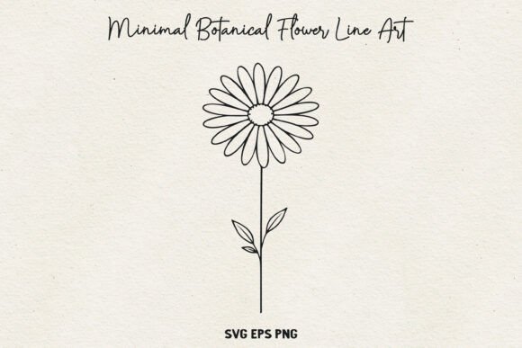 Minimal Botanical Flower SVG, Thin Line Review