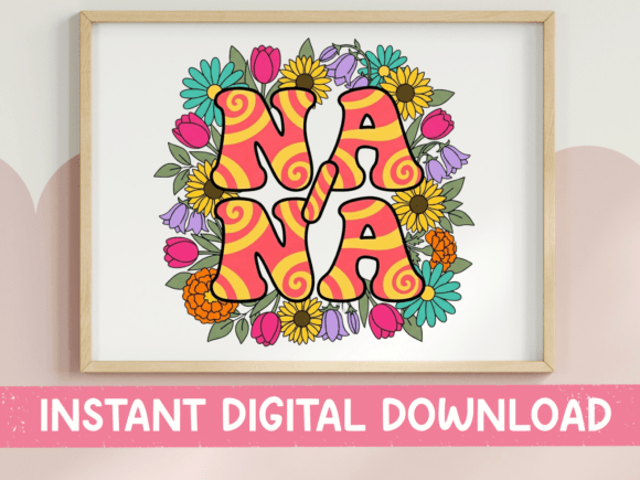 Nana SVG PNG Retro Swirl Floral Letters Review