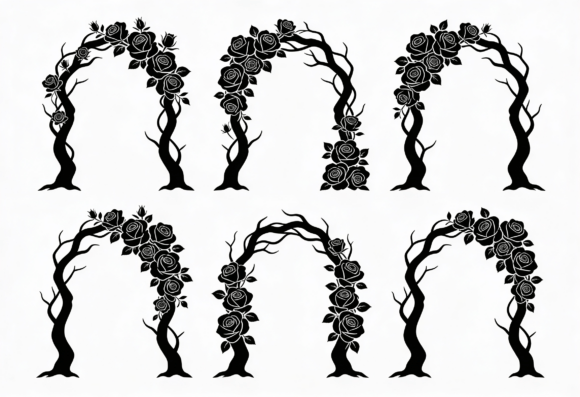 Rose Arch SVG Clipart Black Floral Review