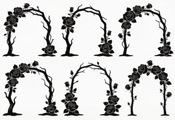 Rose Arch SVG Cut File Black Floral Review