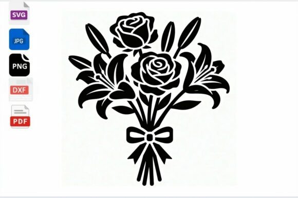 Rose Lily Bouquet SVG Cut File Floral